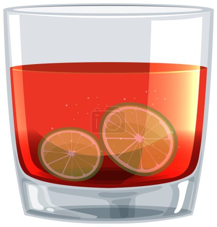 Téléchargez les illustrations : Illustration vectorielle d'une boisson aux tranches de citron - en licence libre de droit