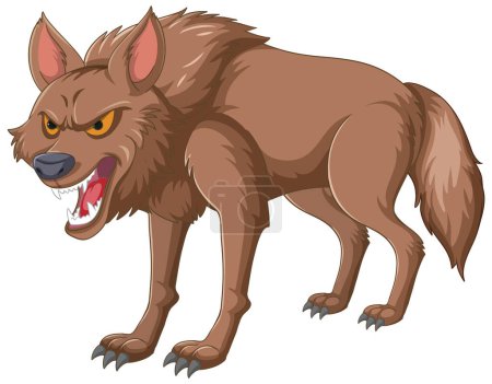 Illustration for Angry wolf in aggressive stance, vector art - Royalty Free Image