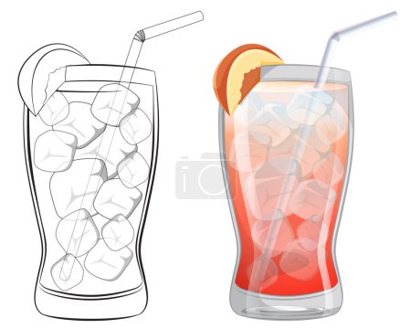 Vector illustration of a cold citrus beverage