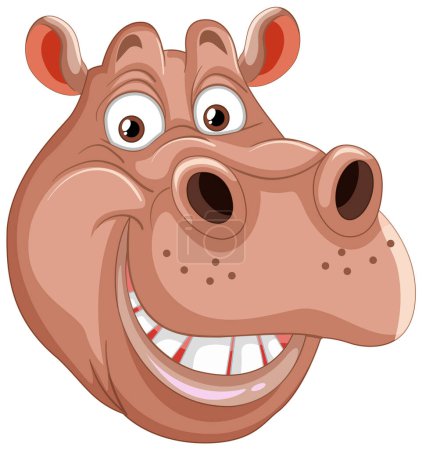 Vector illustration of a smiling hippo head