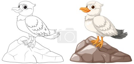 Illustration for Vector illustration of a seagull on a rock - Royalty Free Image
