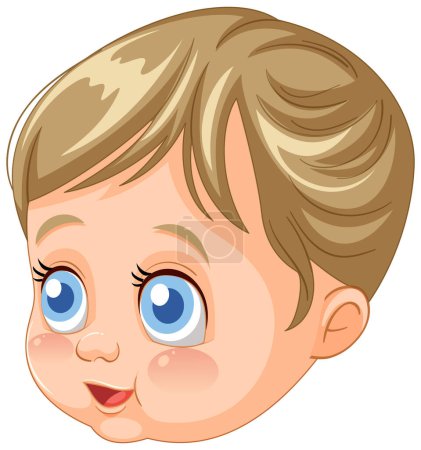 Ilustración de Lindo bebé animado con grandes ojos azules - Imagen libre de derechos