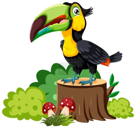 Illustration for Vibrant vector illustration of a toucan in nature - Royalty Free Image