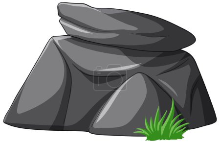 Illustration for Illustration of smooth stones and a tuft of grass - Royalty Free Image