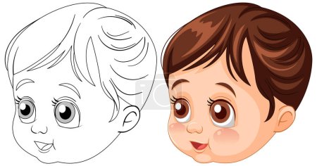 Ilustración de Dos etapas de la ilustración del rostro de un niño - Imagen libre de derechos