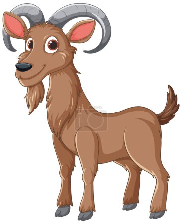 Ilustración de Gráfico vectorial de una cabra marrón sonriente - Imagen libre de derechos
