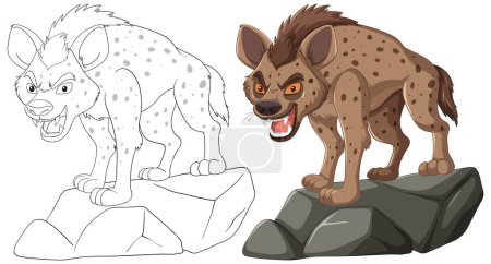 Téléchargez les illustrations : Illustration vectorielle d'une hyène, colorée et contour. - en licence libre de droit