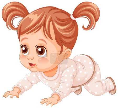 Illustration for Vector graphic of a cute baby girl crawling. - Royalty Free Image