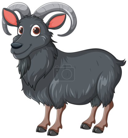 Téléchargez les illustrations : Graphique vectoriel d'une chèvre souriante et stylisée - en licence libre de droit