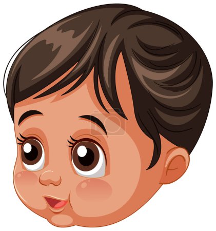 Illustration for Cute illustrated baby with big brown eyes - Royalty Free Image