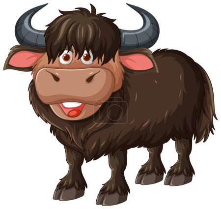 Téléchargez les illustrations : Un personnage sympathique de yak avec un grand sourire - en licence libre de droit