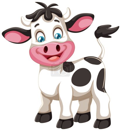 Vector graphic of a happy, smiling cartoon cow