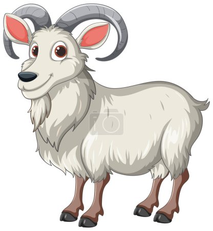 Téléchargez les illustrations : Graphique vectoriel d'une chèvre de montagne souriante et stylisée. - en licence libre de droit