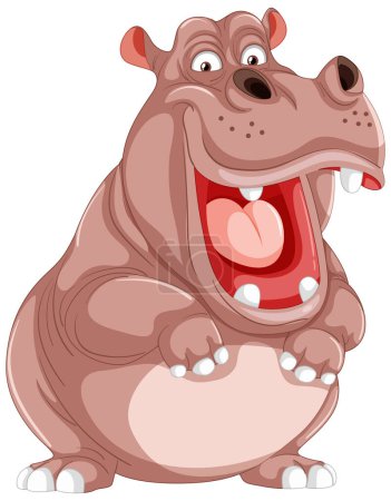 Téléchargez les illustrations : Un hippopotame heureux et souriant debout - en licence libre de droit