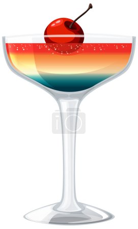 Illustration for Vector illustration of a layered cocktail with cherry - Royalty Free Image