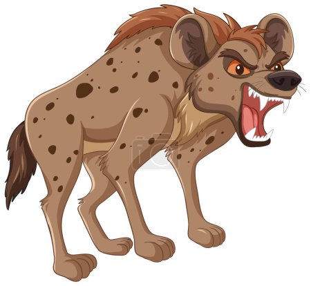 Illustration for Cartoon hyena snarling with aggressive stance - Royalty Free Image