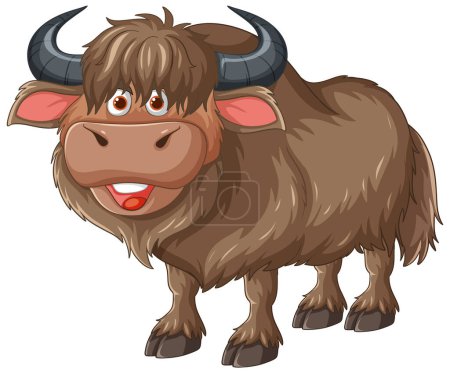 Illustration for A friendly yak cartoon with a big smile - Royalty Free Image