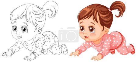 Illustration for Vector illustration of a baby girl crawling. - Royalty Free Image