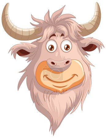 Illustration for A cheerful yak with a big, friendly smile - Royalty Free Image