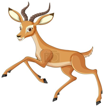 Cartoon illustration of a gazelle running swiftly.