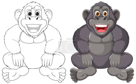 Téléchargez les illustrations : Graphique vectoriel d'un singe, tracé et coloré - en licence libre de droit