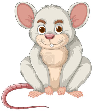 Téléchargez les illustrations : Illustration vectorielle mignonne d'une souris heureuse - en licence libre de droit