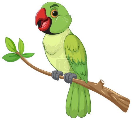 Illustration for Colorful vector illustration of a green parrot - Royalty Free Image