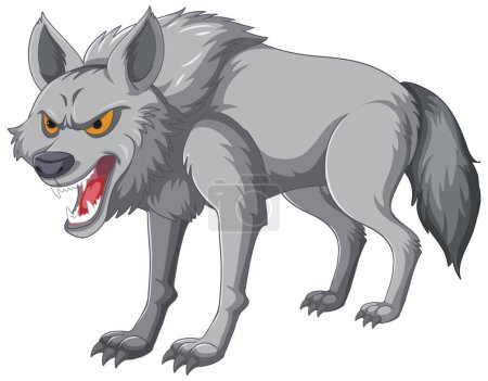 Téléchargez les illustrations : Graphique vectoriel d'un loup gris agressif - en licence libre de droit