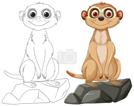 Illustration for Vector illustration of a meerkat, colored and outlined. - Royalty Free Image