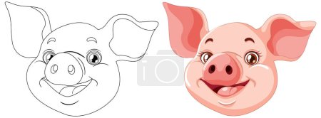 Ilustración de Ilustración vectorial de una cara de cerdo feliz - Imagen libre de derechos