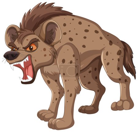 Téléchargez les illustrations : Hyène en colère repéré illustré dans le style de dessin animé - en licence libre de droit