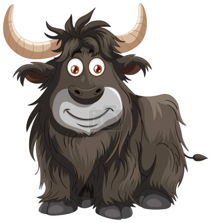 Illustration for A friendly yak character with a big smile - Royalty Free Image