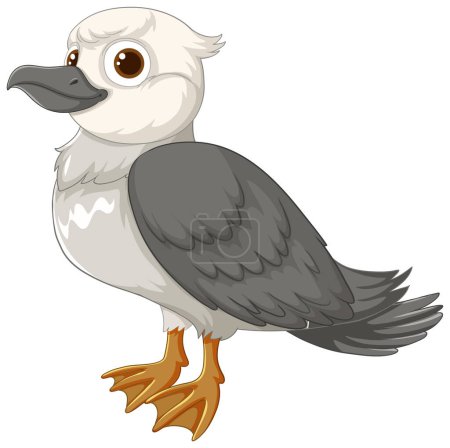 Illustration for Vector graphic of a cute grey and white seabird - Royalty Free Image