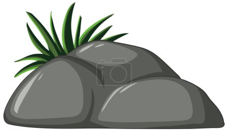 Vector illustration of rocks with green plants.