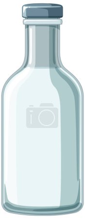 Empty transparent glass bottle with cap
