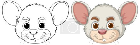 Téléchargez les illustrations : Illustration vectorielle d'une souris, contour et couleur - en licence libre de droit