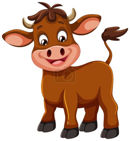Téléchargez les illustrations : Illustration vectorielle d'une vache souriante et adorable - en licence libre de droit