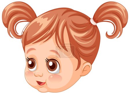 Illustration for Cute illustrated baby girl with big eyes - Royalty Free Image