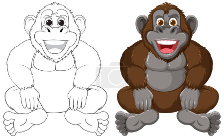 Téléchargez les illustrations : Graphique vectoriel d'un singe, tracé et coloré - en licence libre de droit