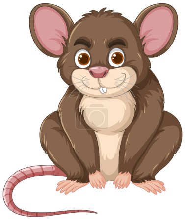 Ilustración de Adorable ratón vector con grandes ojos marrones - Imagen libre de derechos