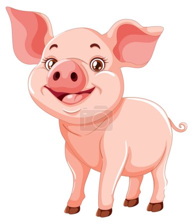 Téléchargez les illustrations : Graphique vectoriel d'un personnage de porc heureux et souriant - en licence libre de droit