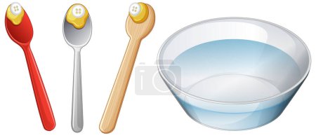 Illustration for Vector illustration of kitchen utensils and bowl - Royalty Free Image