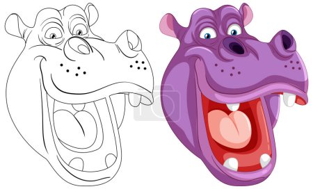 Illustration for Vector illustration of a hippopotamus, colored and outlined - Royalty Free Image