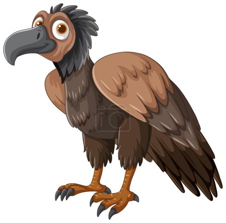 Illustration for Vector illustration of a brown cartoon vulture. - Royalty Free Image