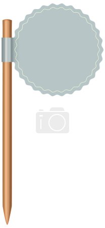Illustration for Vector illustration of a pencil and circular seal - Royalty Free Image