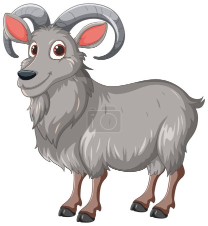 Vector illustration of a cute, smiling mountain goat.
