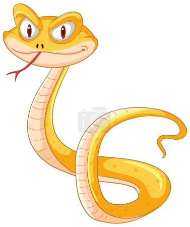 Téléchargez les illustrations : Un serpent de dessin animé sympathique avec un sourire. - en licence libre de droit