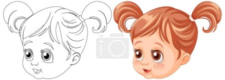 Illustration for Vector illustration of a girl, colored and line art. - Royalty Free Image