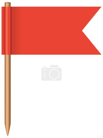 Ilustración de Una simple bandera roja fijada en un espacio en blanco - Imagen libre de derechos