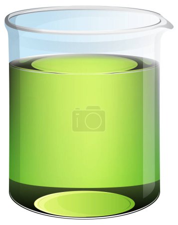 Téléchargez les illustrations : Illustration vectorielle d'un bécher avec fluide vert - en licence libre de droit